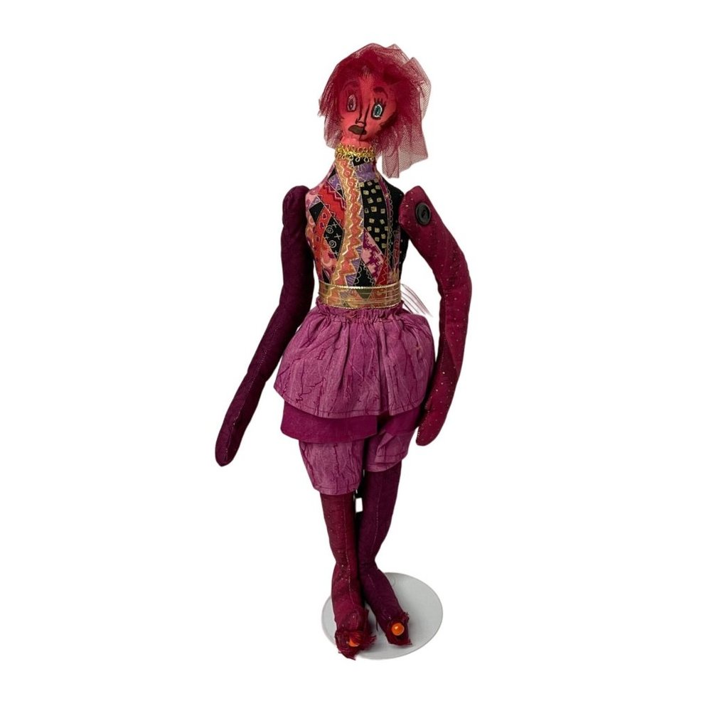 Ooak Cloth‎ Doll Hand Painted 16 Inch Purple One Of A Kind